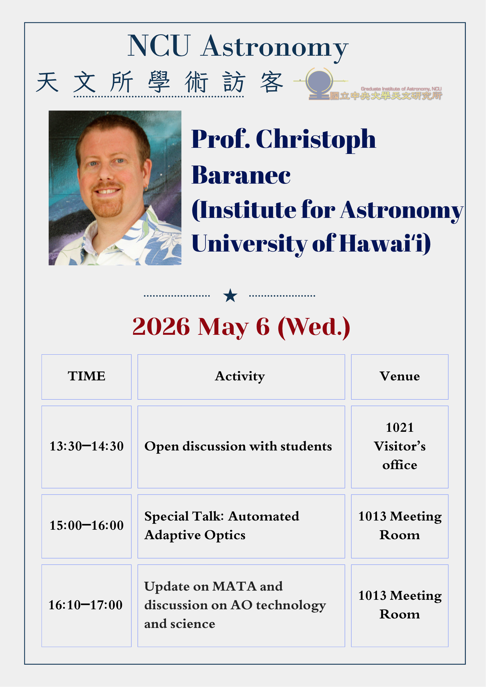 NCU Visit and Special Talk